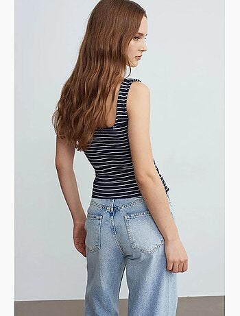 Camiseta sin mangas canalé a rayas dilvin
