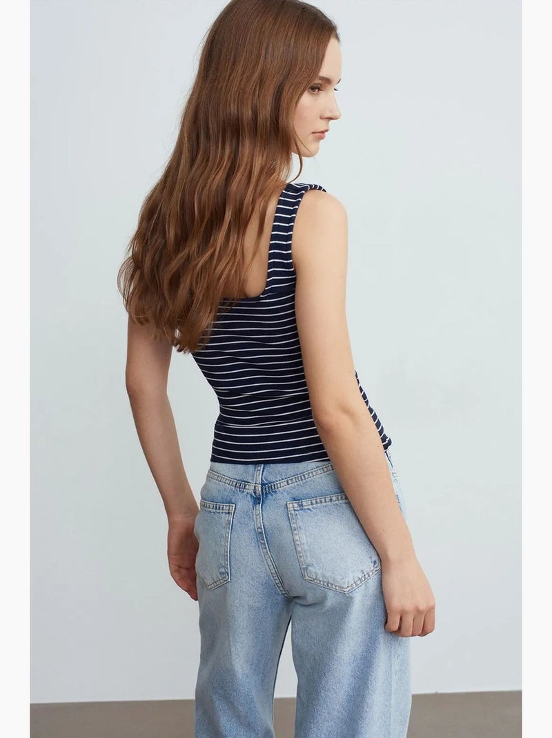 Camiseta sin mangas canalé a rayas dilvin Azul Blanco - Kiabi