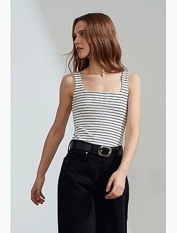 Camiseta sin mangas canalé a rayas dilvin