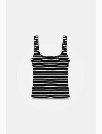 Camiseta sin mangas canalé a rayas dilvin
