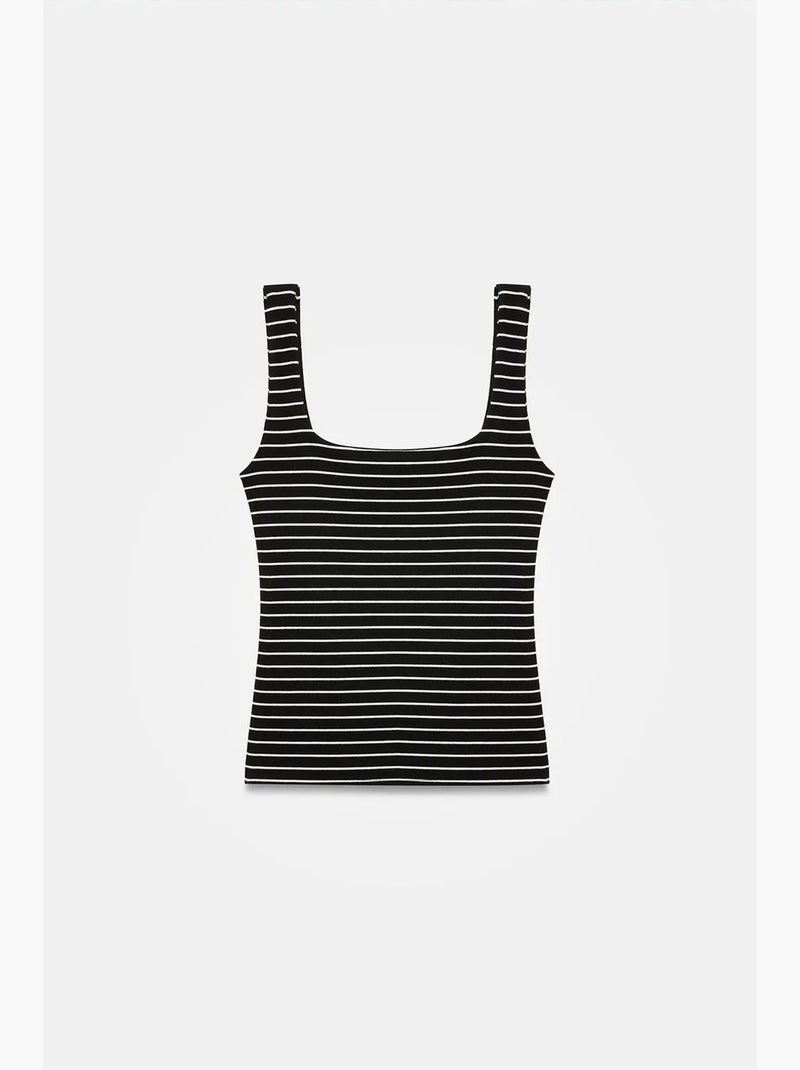 Camiseta sin mangas canalé a rayas dilvin Negro - Kiabi