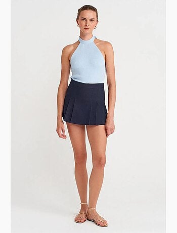 Camiseta sin mangas canalé ajustada cuello halter dilvin
