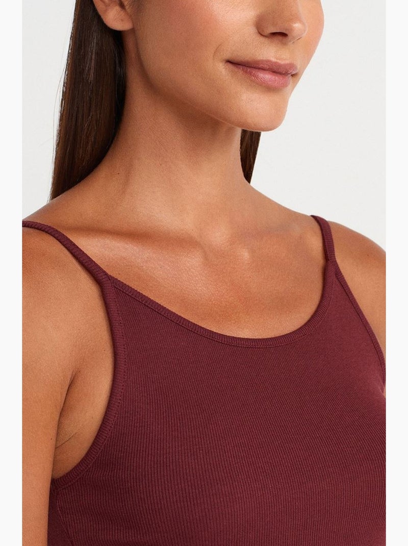 Camiseta sin mangas canalé ajustada dilvin Rojo burdeos - Kiabi