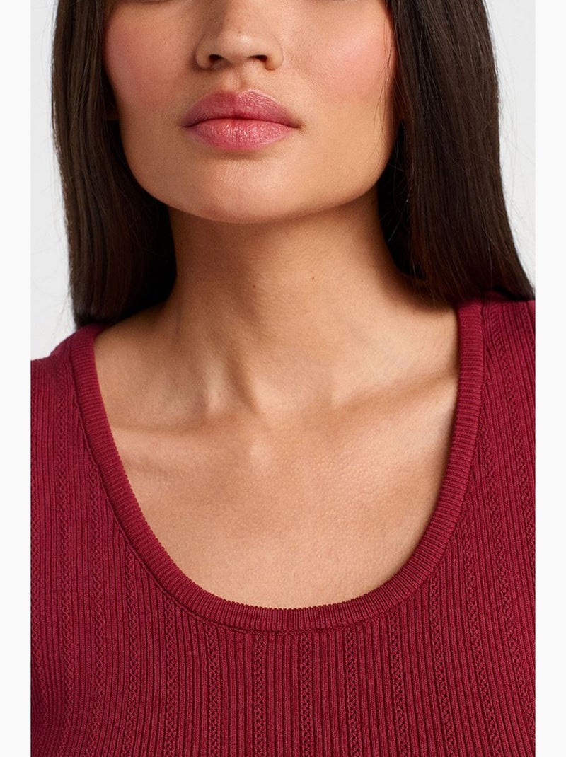 Camiseta sin mangas canalé ajustada dilvin Rojo burdeos - Kiabi