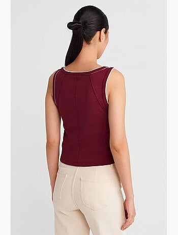 Camiseta sin mangas canalé de algodón dilvin