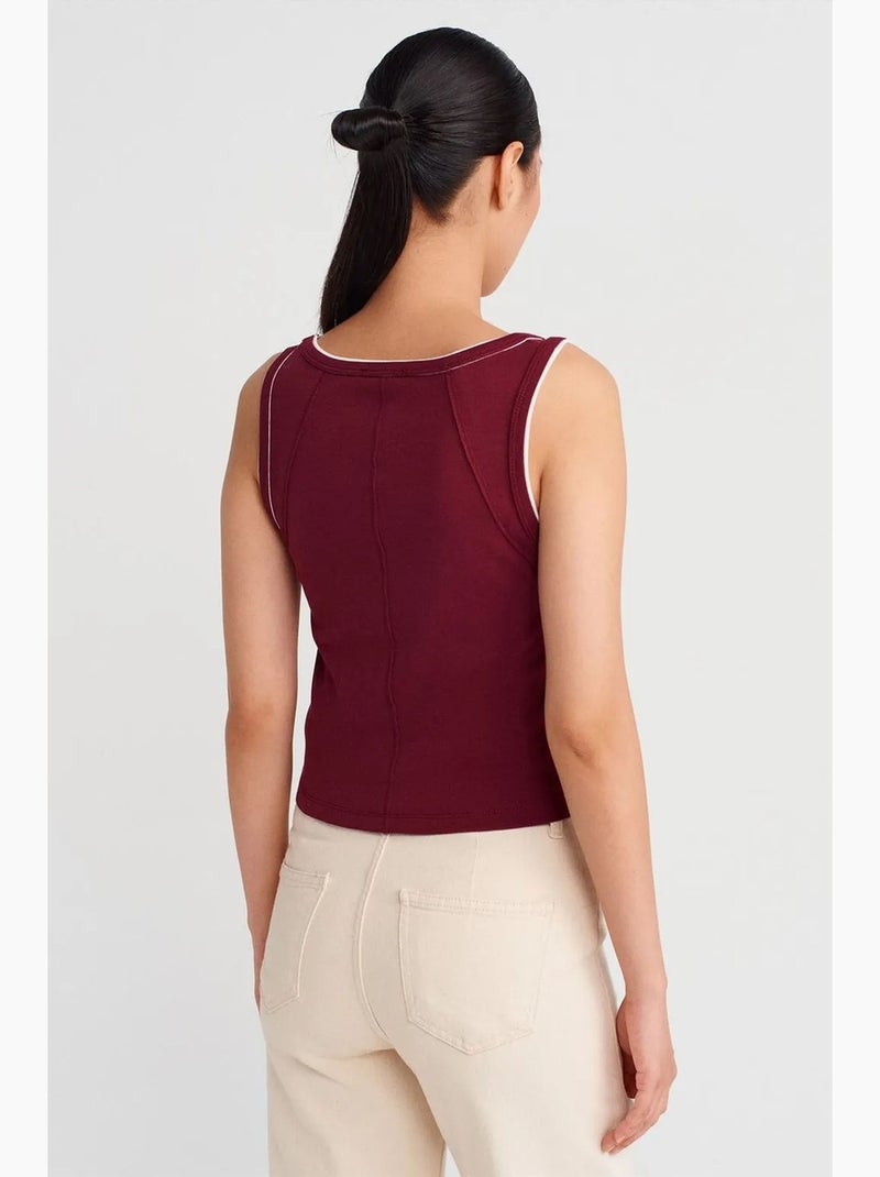 Camiseta sin mangas canalé de algodón dilvin Rojo burdeos - Kiabi