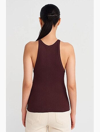 Camiseta sin mangas canalé de algodón dilvin