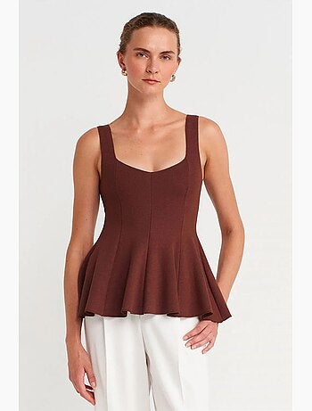 Camiseta sin mangas canalé peplum dilvin