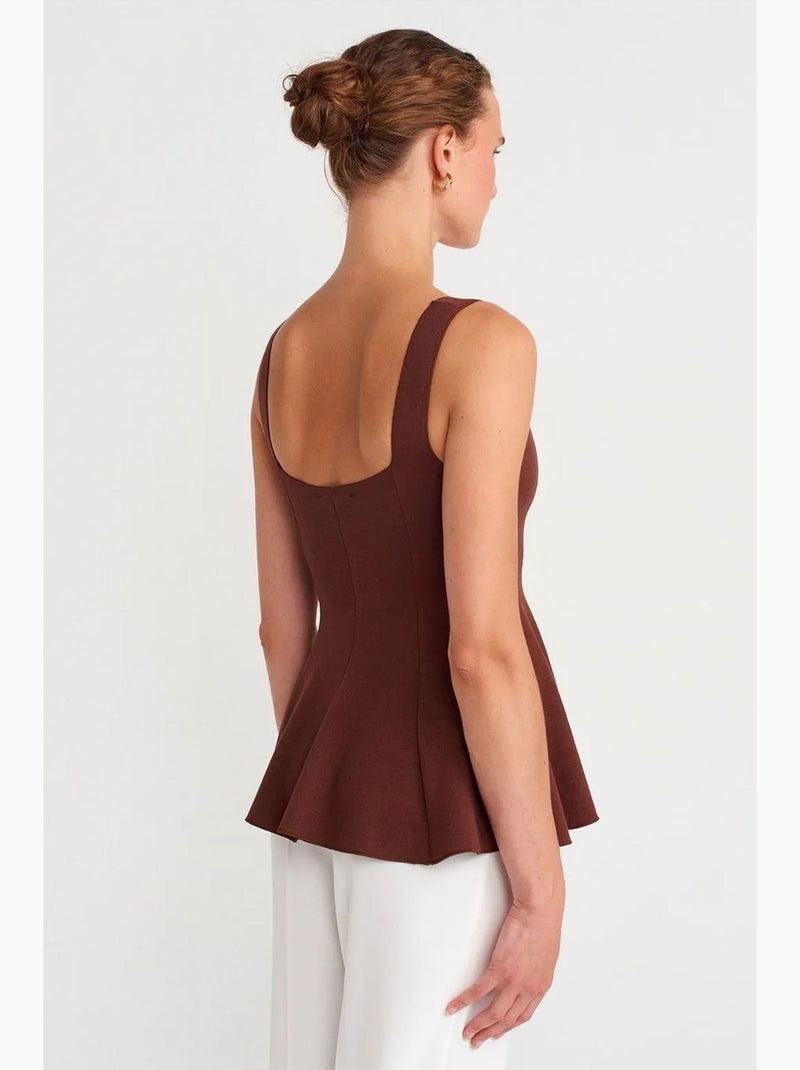 Camiseta sin mangas canalé peplum dilvin Rojo burdeos - Kiabi