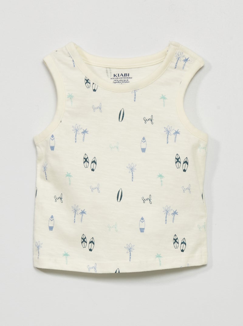Camiseta sin mangas con automáticos en el hombro BLANCO - Kiabi