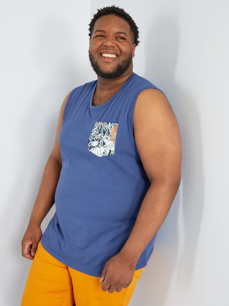 Camiseta sin mangas con bolsillo azul - Kiabi