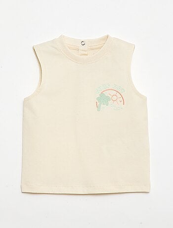 Camiseta sin mangas con bordado fantasía