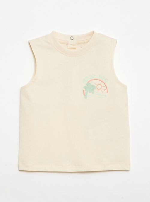 Camiseta sin mangas con bordado fantasía - Kiabi