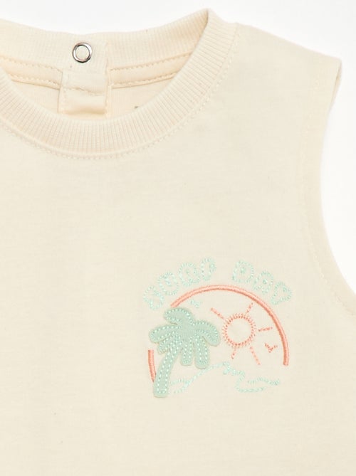 Camiseta sin mangas con bordado fantasía - Kiabi