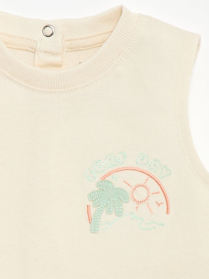 Camiseta sin mangas con bordado fantasía Blanco - Kiabi