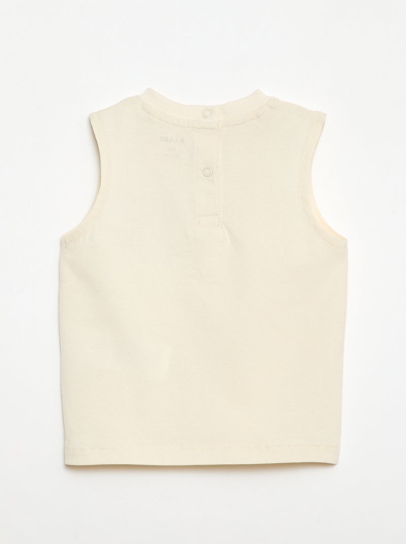 Camiseta sin mangas con bordado fantasía Blanco - Kiabi