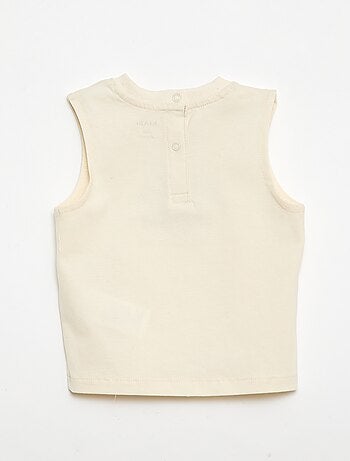 Camiseta sin mangas con bordado fantasía