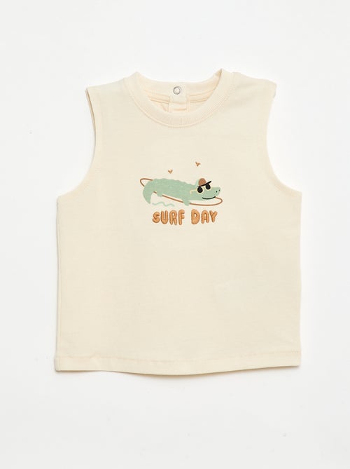 Camiseta sin mangas con bordado fantasía - Kiabi