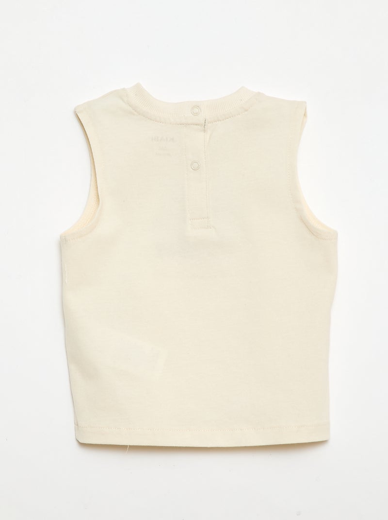 Camiseta sin mangas con bordado fantasía Blanco - Kiabi