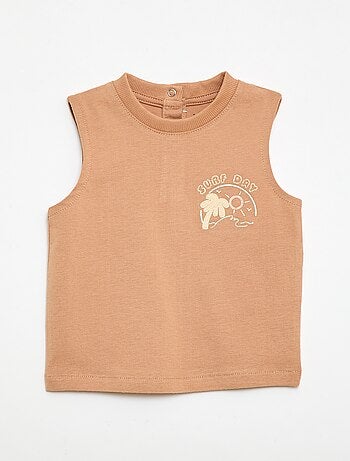 Camiseta sin mangas con bordado fantasía