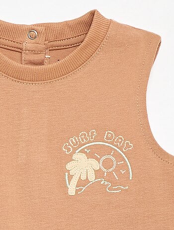 Camiseta sin mangas con bordado fantasía