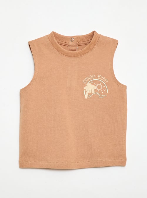 Camiseta sin mangas con bordado fantasía - Kiabi