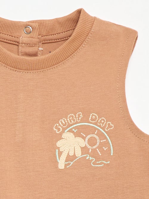Camiseta sin mangas con bordado fantasía - Kiabi