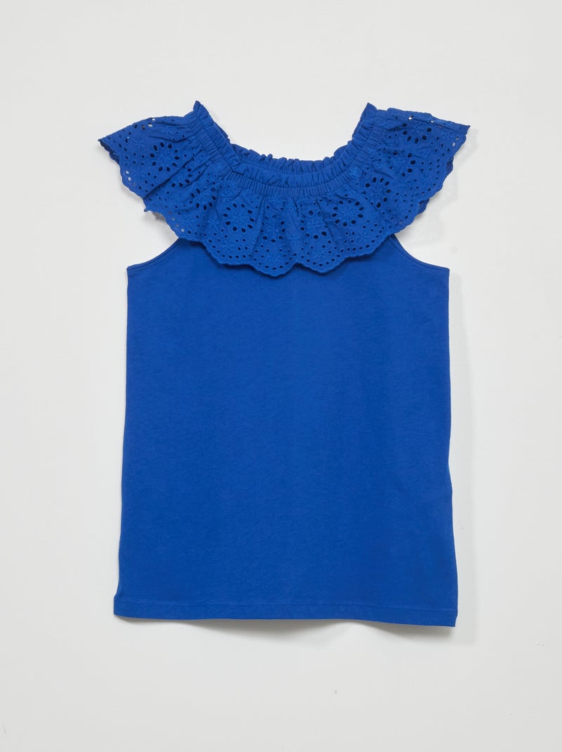 Camiseta sin mangas con bordado inglés azul - Kiabi