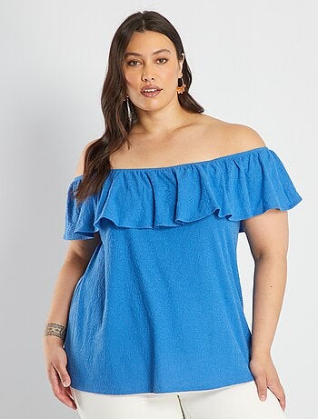 Camiseta sin mangas con cuello bardot con volante - Kiabi