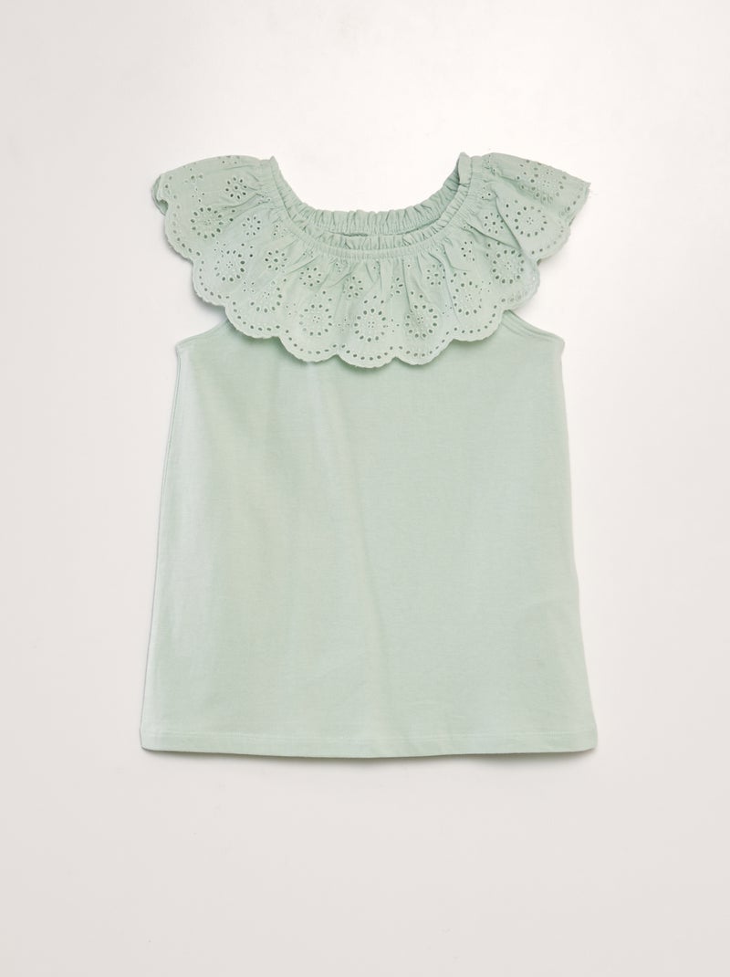 Camiseta sin mangas con cuello bordado azul - Kiabi