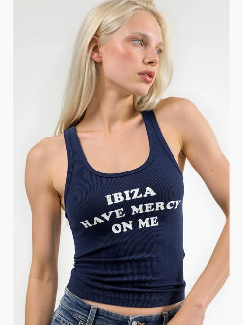 Camiseta sin mangas con cuello en u y estampado acanalado busem - Kiabi