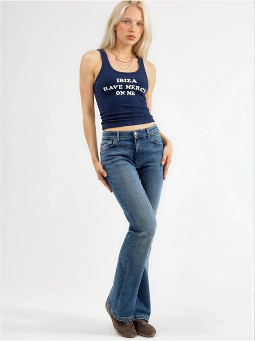 Camiseta sin mangas con cuello en u y estampado acanalado busem - Kiabi