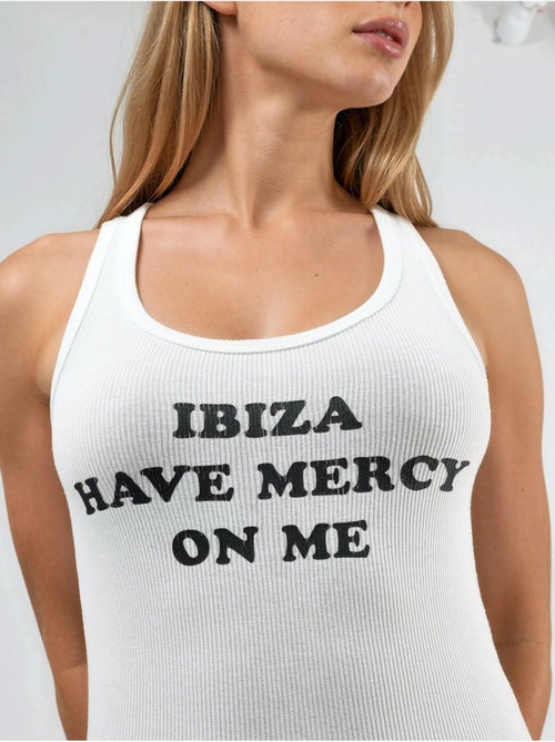Camiseta sin mangas con cuello en u y estampado acanalado busem - Kiabi