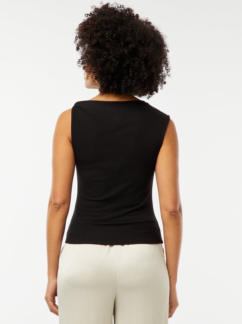 Camiseta sin mangas con cuello recto negro - Kiabi