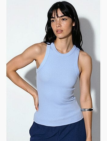 Camiseta sin mangas con cuello redondo acanalado busem