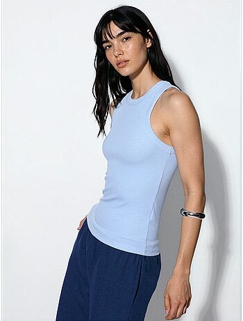 Camiseta sin mangas con cuello redondo acanalado busem
