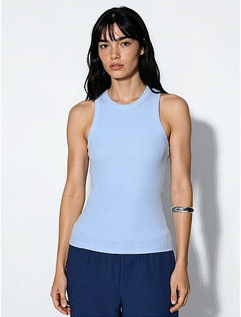 Camiseta sin mangas con cuello redondo acanalado busem