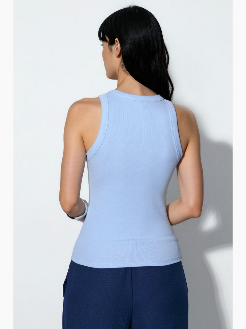 Camiseta sin mangas con cuello redondo acanalado busem Azul cielo - Kiabi