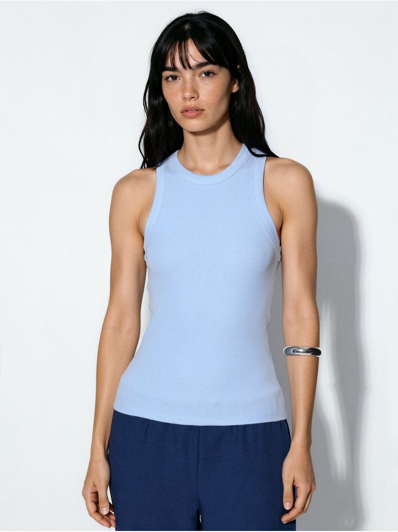 Camiseta sin mangas con cuello redondo acanalado busem Azul cielo - Kiabi