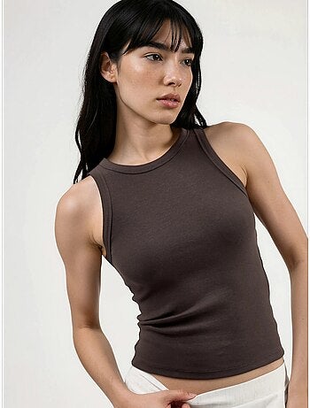 Camiseta sin mangas con cuello redondo acanalado busem