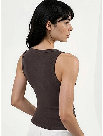 Camiseta sin mangas con cuello redondo acanalado busem