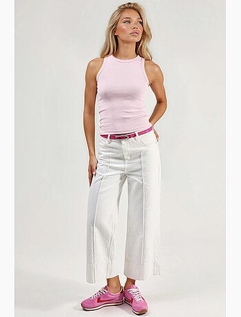 Camiseta sin mangas con cuello redondo acanalado busem