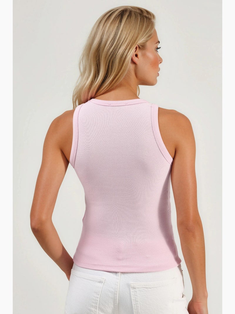 Camiseta sin mangas con cuello redondo acanalado busem Rosa pálido - Kiabi