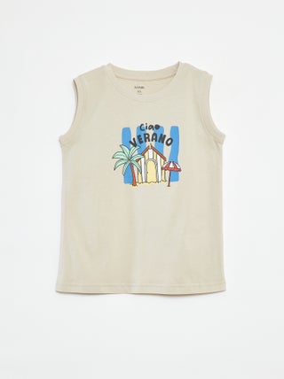 Camiseta sin mangas con cuello redondo