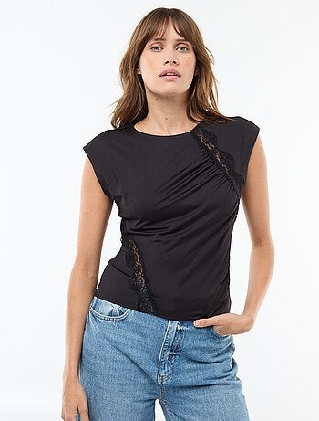 Camiseta sin mangas con encaje en el delantero