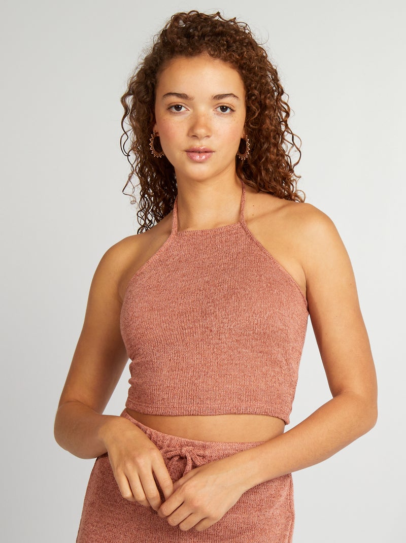 Camiseta sin mangas con espalda abierta de tirantes finos MARRON - Kiabi