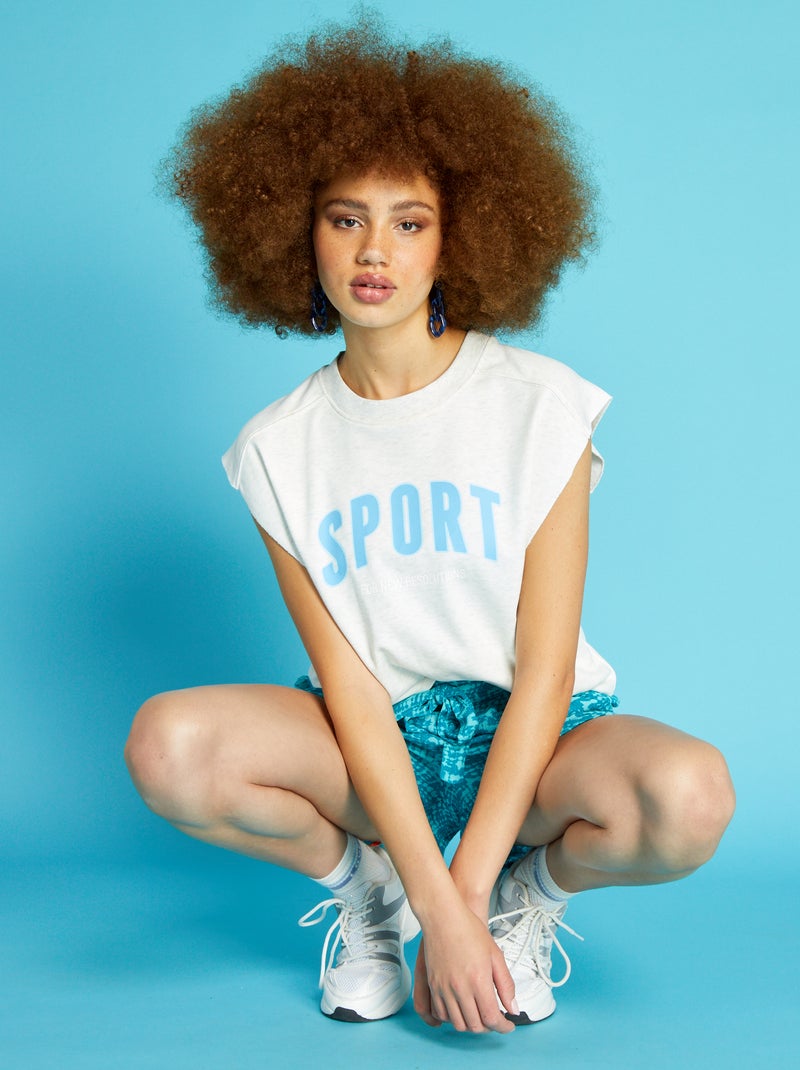 Camiseta sin mangas con estampado GRIS - Kiabi