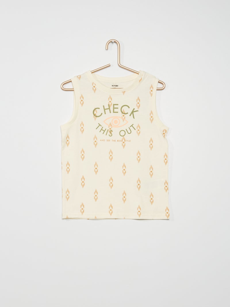 Camiseta sin mangas con estampado veraniego BLANCO - Kiabi