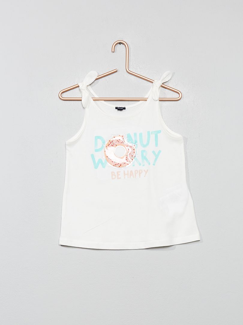 Camiseta sin mangas con lazos 'donuts' BEIGE - Kiabi
