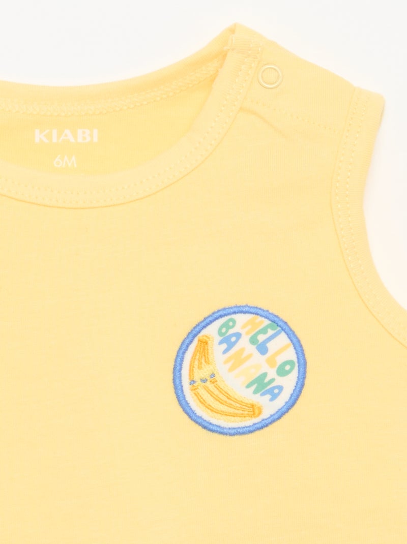 Camiseta sin mangas con parche en el pecho Amarillo - Kiabi